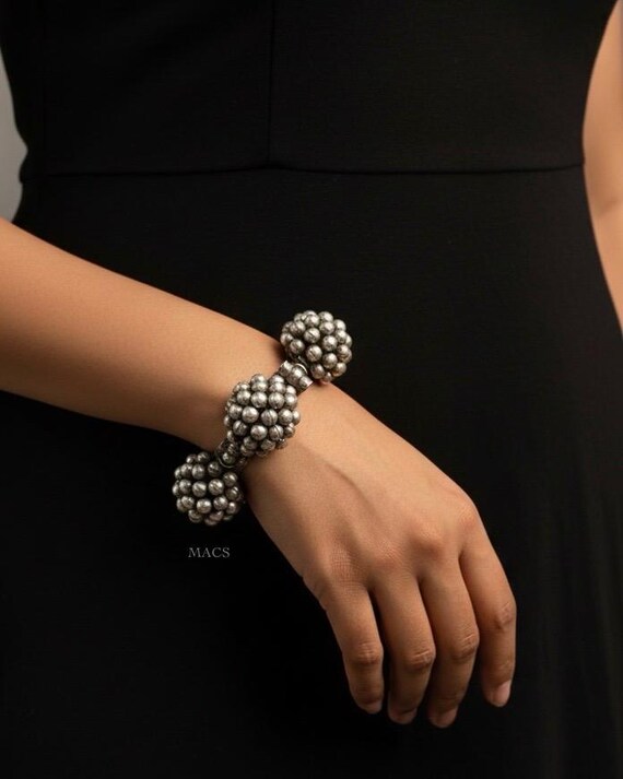 Vintage Ghungaroo Silver Kada: Handmade Bollywood… - image 1