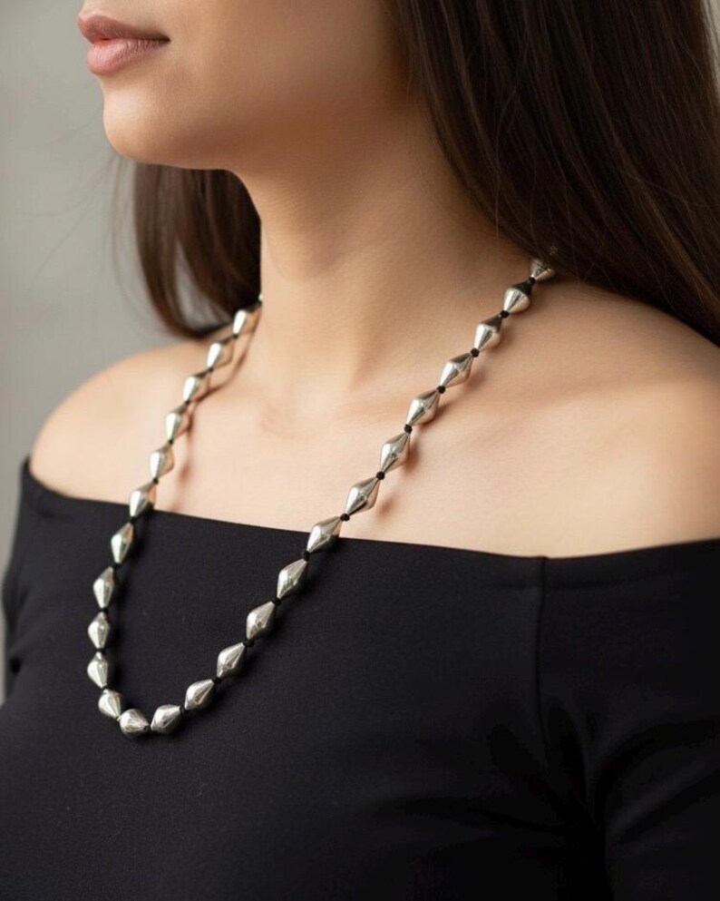 Oxidized 925 Silver Dholki Necklace: Traditional Indian Jewelry image 1