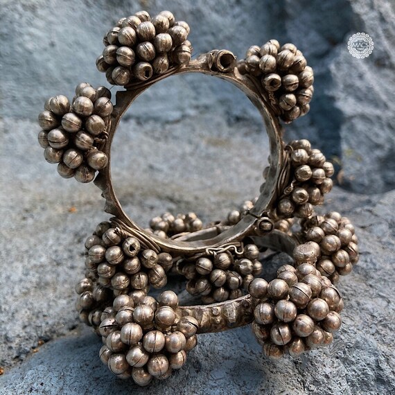 Vintage Ghungaroo Silver Kada: Handmade Bollywood… - image 4