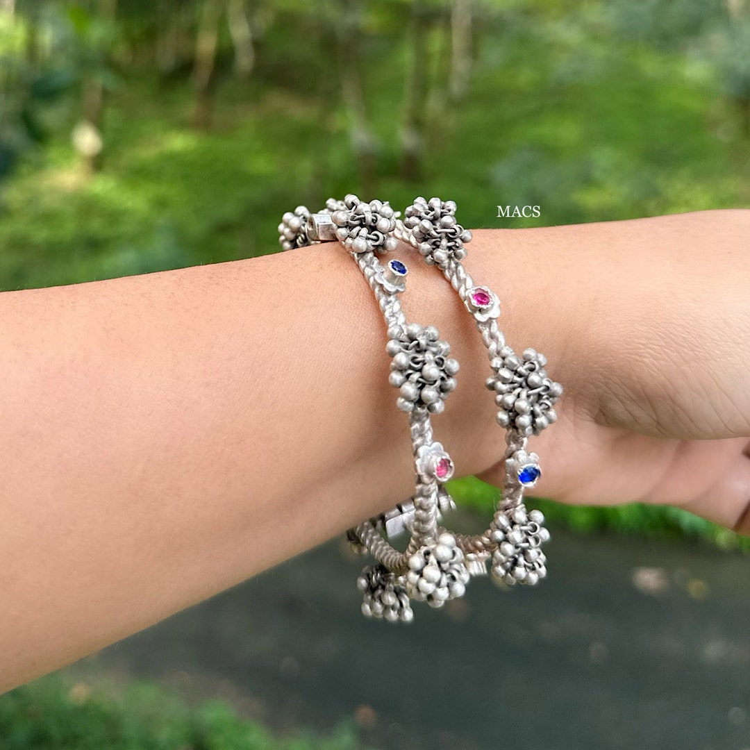 Vintage Jewelry, Silver Bangles Set, Stackable Bangles, Vintage