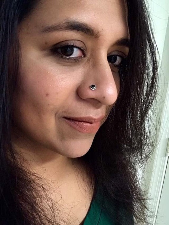 Tiny Nose Ring Black Nose Ring Small Nose Ring Stone Nose Stud Etsy