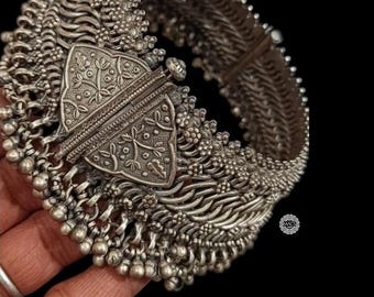 925 Silver Statement Heavy Chain Anklet Bracelet (pair)- Oxidized Silver anklet for women- Handmade Bridal Jewelry- Antique Old Silver