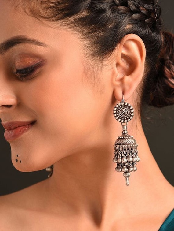 Silver Teardrop Earrings - From Rajasthan Silver Teardrop Earrings - From Rajasthan