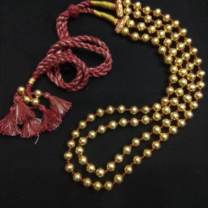 925 Silver Gold plated Dholki necklace- Round beads Indian necklace - Layered necklace- Traditional Gold beaded wedding necklace jewellery
