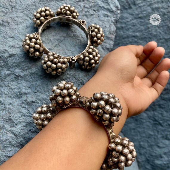 Vintage Ghungaroo Silver Kada: Handmade Bollywood… - image 2