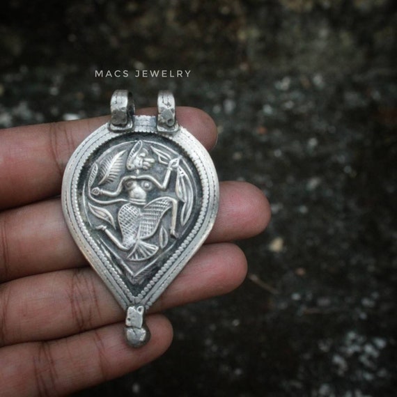 Tribal Amulet Rajasthani Tribal Silver Pendant Kal
