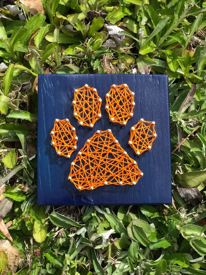 Auburn Tigers Paw Print String Art Paw Print String Art Etsy