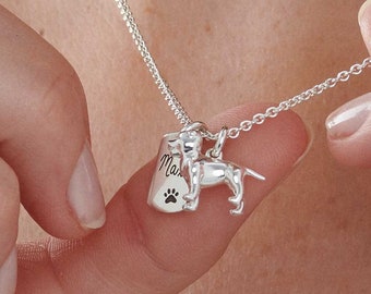 Staffordshire Bull Terrier Personalised Silver Necklace - Gift For Pet Dog Owner - Dog Walker Gift - Staffy Silver Necklace - Staffy Pendant