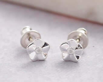 Forget-Me-Not Silver Flower Tiny Stud Earrings - Memorial Jewellery Gift For Loss - Flower Studs - Forget Me Not Studs Sterling Silver