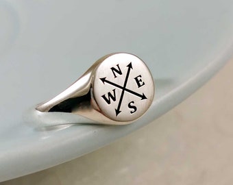 Personalised Family Initials Signet Ring - Silver Signet Ring For Men- Mans Pinkie Ring - Personalized PInky Ring - Solid Silver Signet Ring