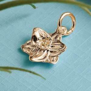 Gold Vermeil Daffodil Charm: Sterling Silver March Birth Flower Necklace