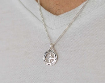 Travel Safe Small Outline Saint Christopher Necklace - Travel Gift Idea - Good Luck Gift For Globetrotter