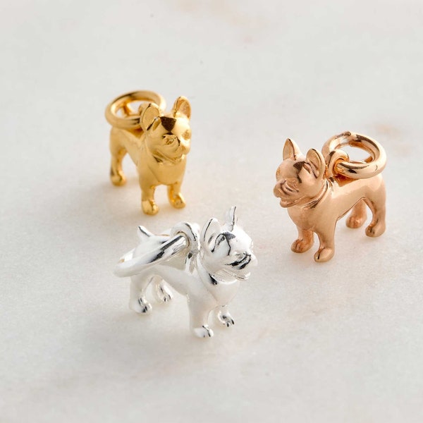 Personnalisé Français Bulldog Silver Charm - Frenchie Dog Pendentif - Silver Dog Charm - Cadeau pour éleveur propriétaire de chien - bracelet Français Bulldog