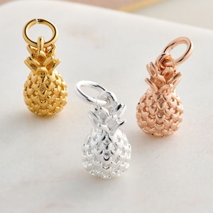 Pineapple Charm Silver Or Gold Vermeil - Heart Pineapple Silver Necklace - Pineapple Pendant Gold - Pineapple Gold Necklace Charm Bracelet