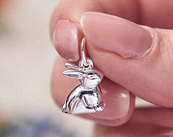 Ciondolo in argento sterling a forma di coniglietto: ciondolo, collana o braccialetto a forma di coniglietto placcato in oro, regalo di Pasqua per gli amanti degli animali domestici