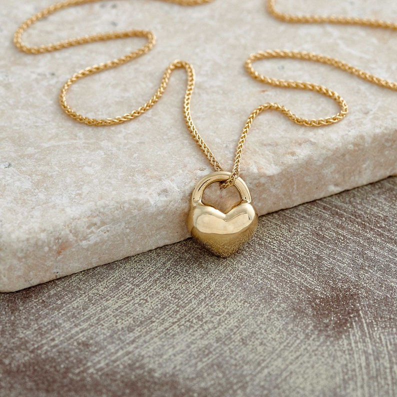 chunky rounded solid gold heart necklace