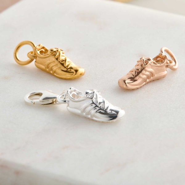 Running Shoe Runner Charm Silver, Gold Or Rose Gold Plated, Pendant or Finished Bracelet - Born To Run On The Sole - Marathon Runner Gift