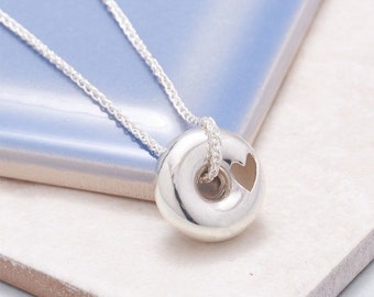 Brighton Torus Silver Necklace - Brighton Doughnut Sculpture - Brighton beach - Brighton rocks - I love Brighton - Torus Necklace