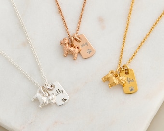 Maltipoo Silver Necklace - Silver, Gold Rose Gold Personalised Maltipoo Pendant - Gift For Pet Dog Owner - Maltese Poodle Dog Necklace