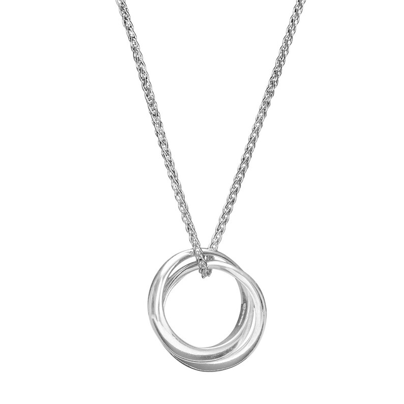 Double Circle Necklace Lunar Eclipse Silver Linked Circles Gold /& Rose Gold Necklace Organic Pendant Russian Rings Solid 9ct Gold
