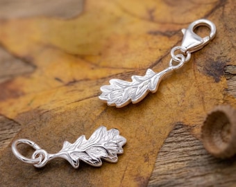 Sterling Silver Oak Leaf Charm: Wisdom & Longevity Pendant, Autumn Fall Jewellery Gift, Nature Charm For Bracelet