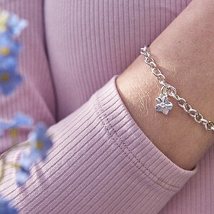 Forget me not silver charm bracelet