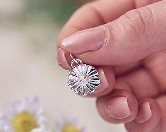 Daisy Flower Solid Sterling Silver Charm - Daisy Silver Necklace - Daisy Charm Bracelet - Daisy Silver Jewellery - Chelsea Flower Show