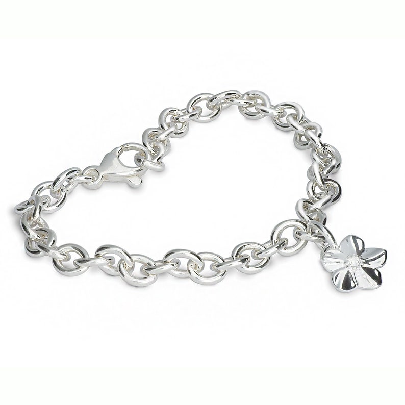 Forget me not silver charm bracelet