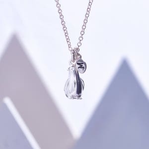 Penguin & Pebble Love Token Halskette - Silber Pinguin Pebble Anhänger Personalisierte Initialen, Benutzerdefinierte Namen Geschenkkarte