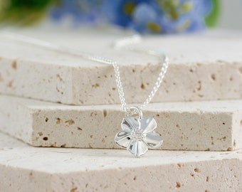 Collier en argent fleur de ne m'oublier pas - cadeau de mort - pendentif commémoratif - fleur de la maladie d'Alzheimer