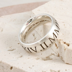 roman numerals 21st birthday date ring matte finish