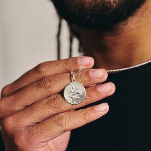 Silver Saint Christopher Pendant - Classic Polished St Christopher Necklace - 18th 21st Birthday Gift Jewellery