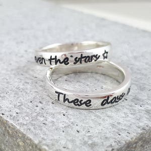 personalised message ring silver band engraved