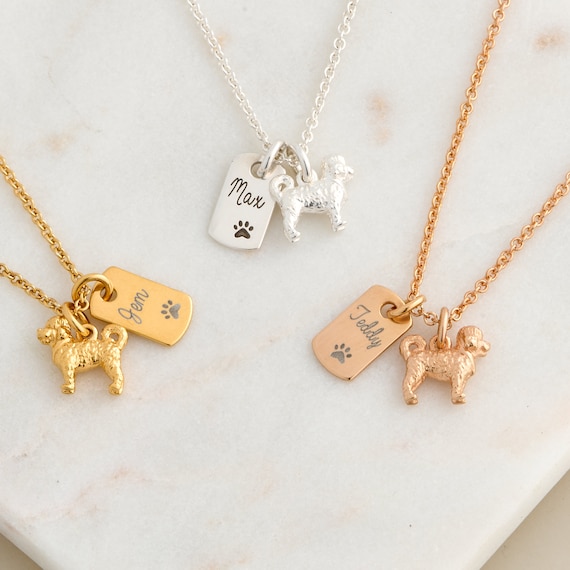 Cavapoo Personalised Necklace Silver or 18ct Gold Plate Gift for Pet Dog Owner Cavoodle Gift Cavapoo Present Dog Necklace Engraved Etsy