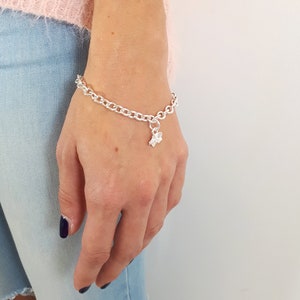 Forget me not silver charm bracelet