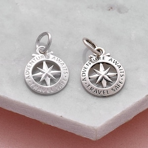 Reisveilige kompashanger van 15 mm breed: reizigersketting cadeau voor avonturier, Sint-Christoffel Good Luck Traveler-ketting