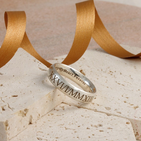 Personalised roman numeral ring best sale