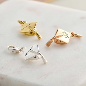 Doktorhut Charm - Silber oder Gold Abschlusskappe Charme mit Geschenkkarte - Geschenk zum Abschluss - Doktorhut Anhänger - Doktorhut Anhänger