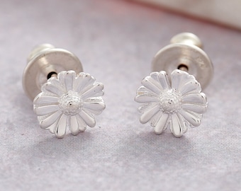 Tiny Daisy Silver Stud Earrings - Small Silver Flower Studs - Delicate Earrings For Girls - Petite Studs For Women - Sterling Flower Jewelry