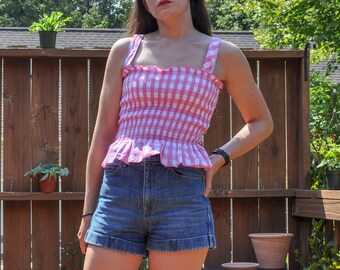 buffalo plaid peplum top