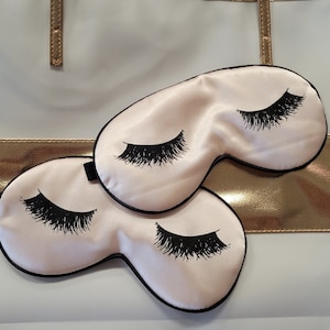 Ultra Soft | Satin Sleep Mask | Adjustable | Eyelashes | Blush Pink | Sleep Hygiene