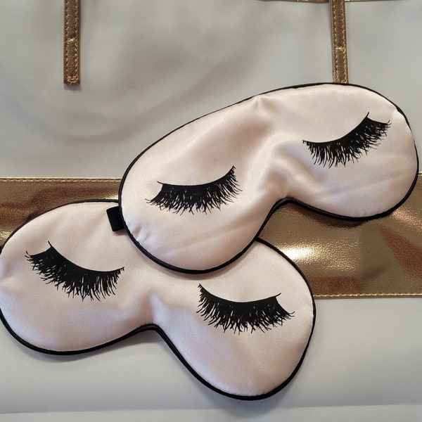 Ultra Soft | Satin Sleep Mask | Adjustable | Eyelashes | Blush Pink | Sleep Hygiene