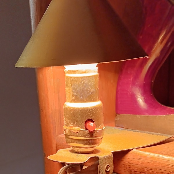 Vintage Mini Brass Clip Light Conical Book Light 1930s