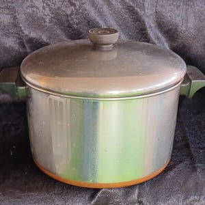 Vintage Revere Ware 6 Qt Stock Pot - Copper Bottom, 1990 Clinton, IL - Classic American Cookware