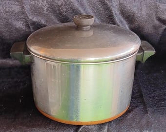 Vintage Revere Ware 6 Qt Stock Pot - Copper Bottom, 1990 Clinton, IL - Classic American Cookware