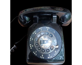 Vintage Western Electric Bell System Black Rotary Dial Desk Phone 500 Series
