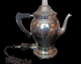 Vintage Universal Electric Coffee Maker 1940s Chrome Bakelite Percolator L,F, and C