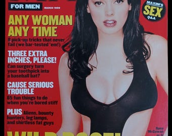 Vintage MAXIM Magazine March 1999 — Rose McGowan Cover Seductress | Exclusive Interviews, Daring Features & &#39;90s Glamour