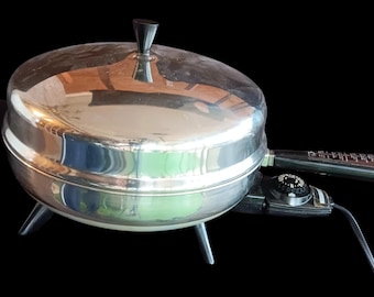 Farberware 310-B elektrische braadpan koekenpan roestvrij staal aluminium beklede vintage