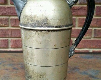 1920s Silvercraft Hammered Silverplate Cocktail Shaker Art Nouveau Design